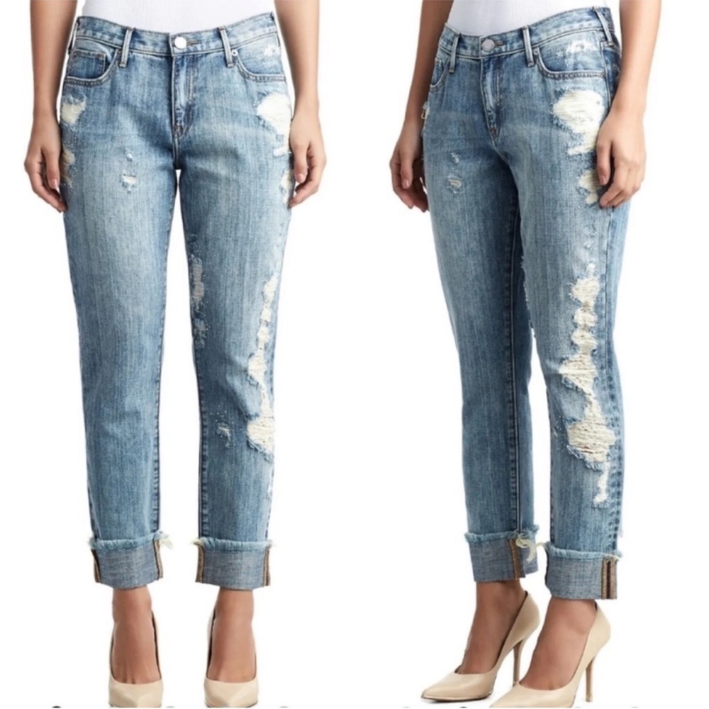 NWOT True Religion Cameron Crystal Boyfriend Destroyed Jeans Women’s 29